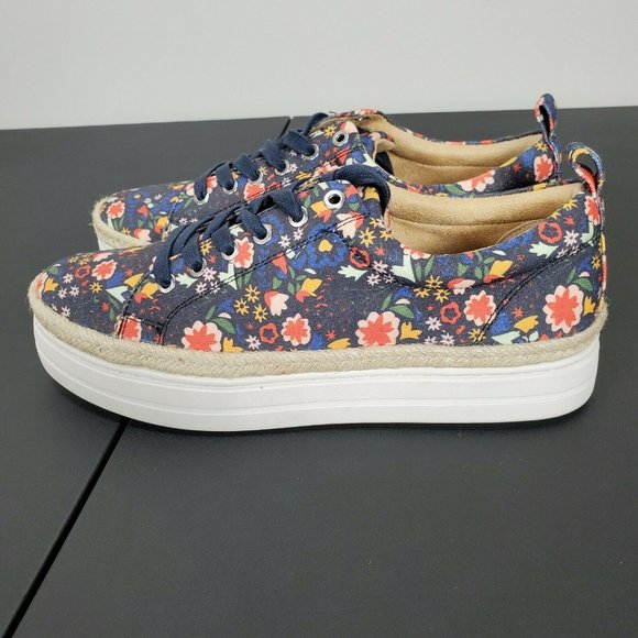 Jack Rogers Mia Blue Floral Platform Sneakers‎ Shoes Size 7.5 - Picture 3 of 9